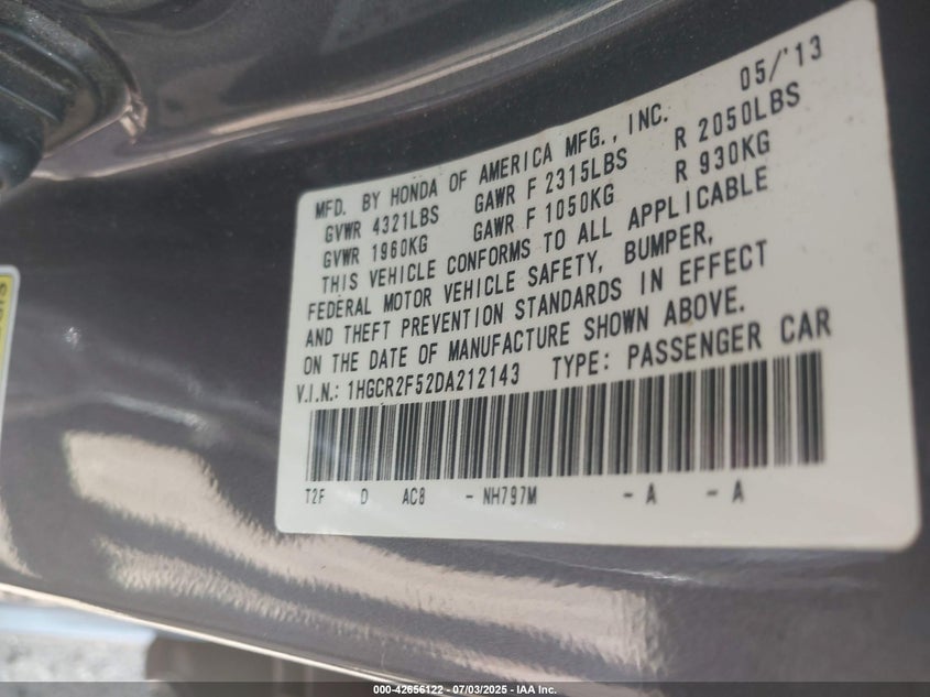 2013 HONDA ACCORD SPORT - 1HGCR2F52DA212143