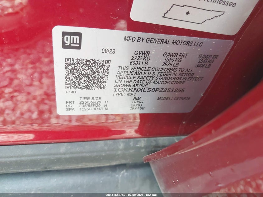 VIN 1GKKNXLS0PZ251255 2023 GMC ACADIA AWD DENALI