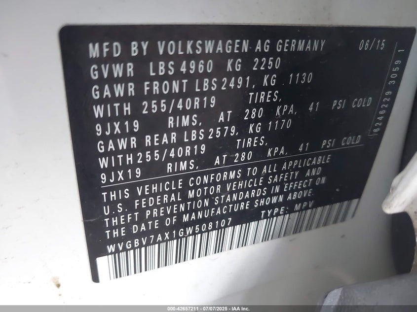 2016 VOLKSWAGEN TIGUAN SEL - WVGBV7AX1GW508107