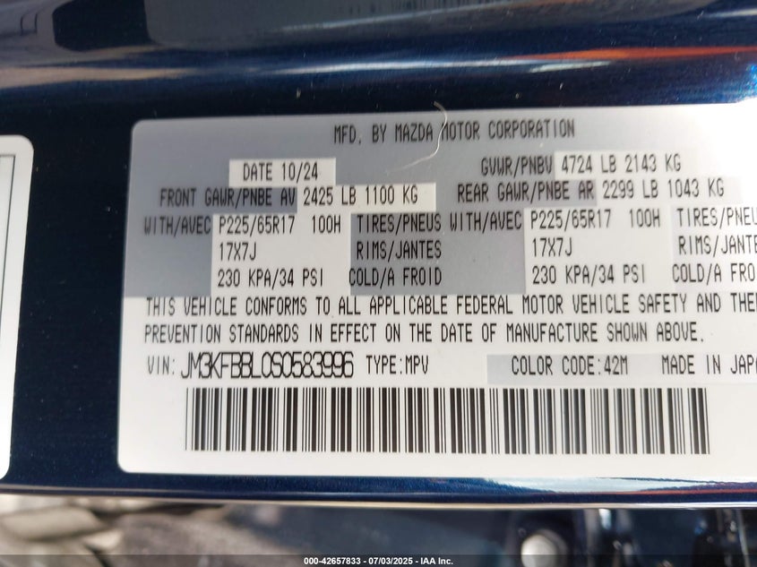 2025 MAZDA CX-5 2.5 S SELECT - JM3KFBBL0S0583996