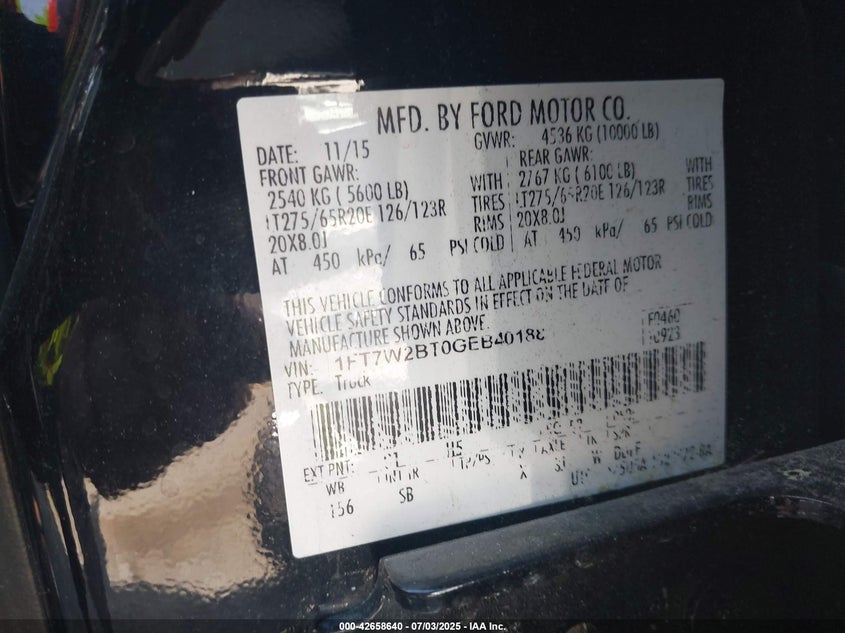 2016 FORD F-250 LARIAT - 1FT7W2BT0GEB40188