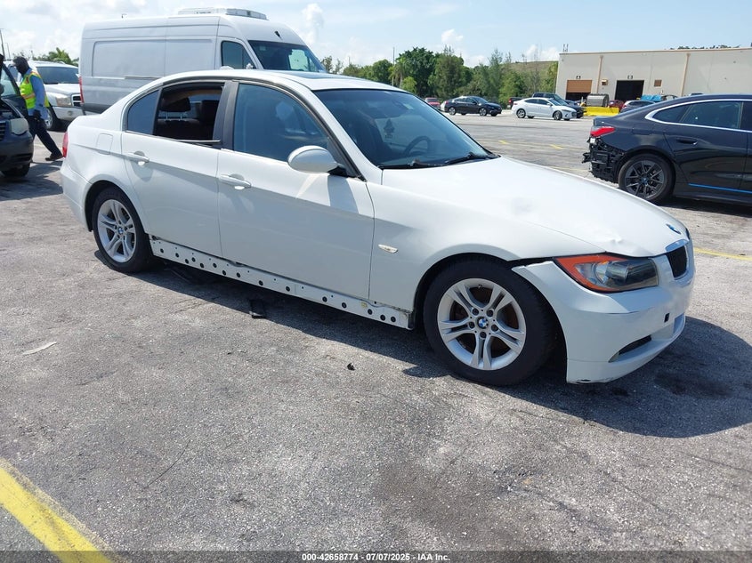 2008 BMW 328I white sedan gasoline WBAVA33508KX87749 photo #1