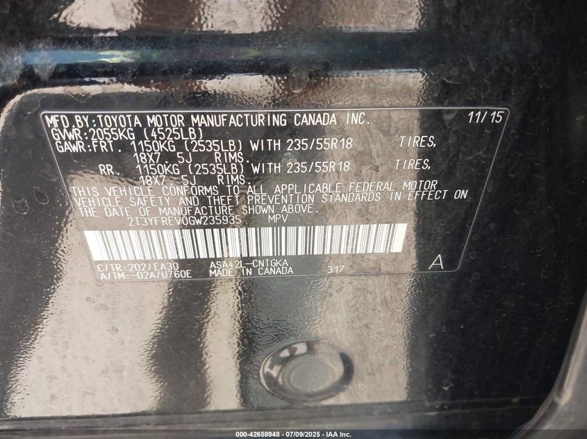 2016 TOYOTA RAV4 LIMITED - 2T3YFREV0GW235935