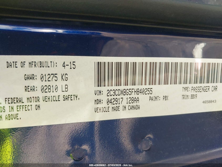 2015 DODGE CHARGER SE - 2C3CDXBG5FH840255