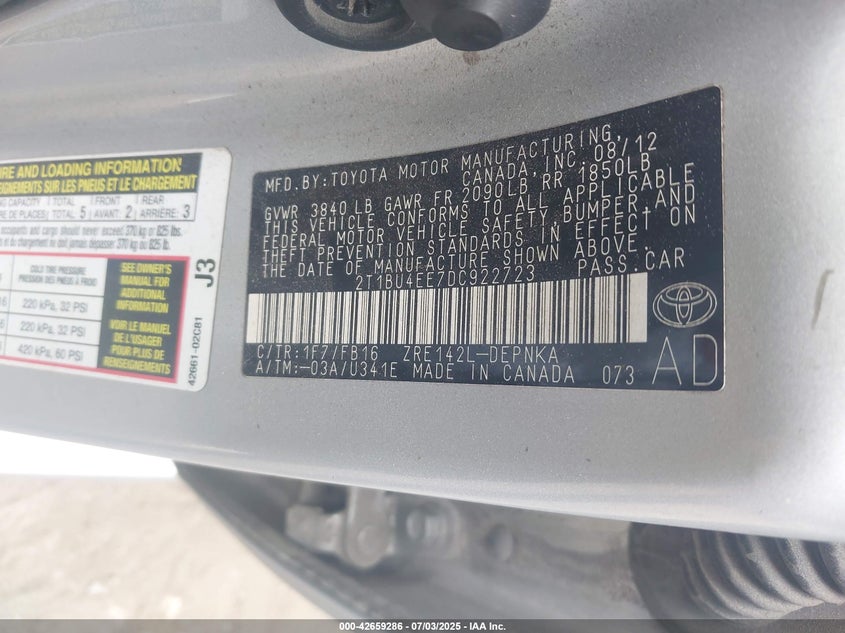 2013 TOYOTA COROLLA LE - 2T1BU4EE7DC922723