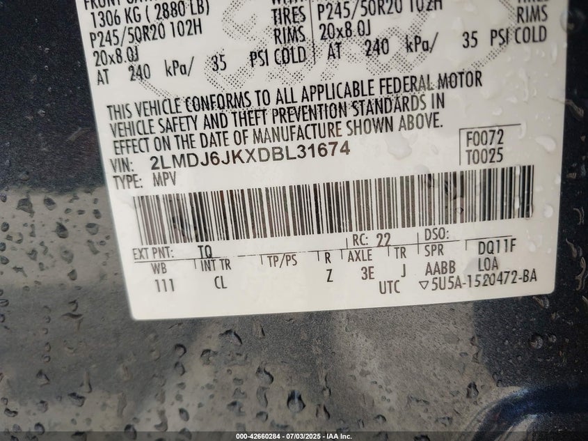 2013 LINCOLN MKX - 2LMDJ6JKXDBL31674