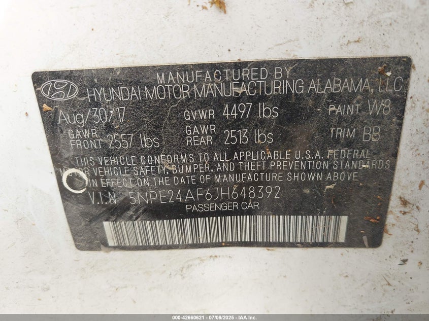 2018 HYUNDAI SONATA SE - 5NPE24AF6JH648392