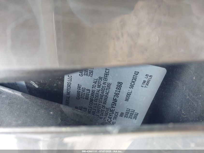 2022 Chevrolet Silverado 3500Hd 4Wd Standard Bed Ltz VIN: 1GC4YUEY5NF361888 Lot: 42661111