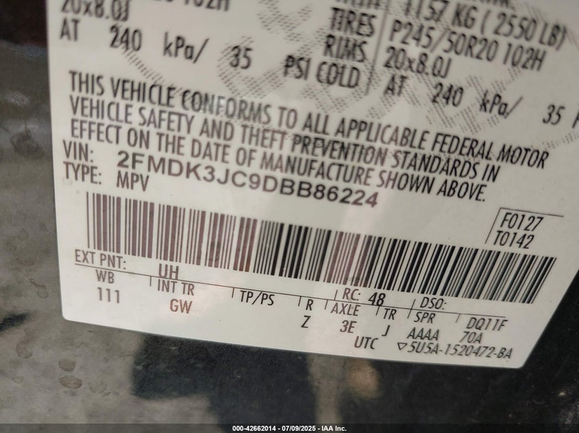 2013 FORD EDGE SEL - 2FMDK3JC9DBB86224