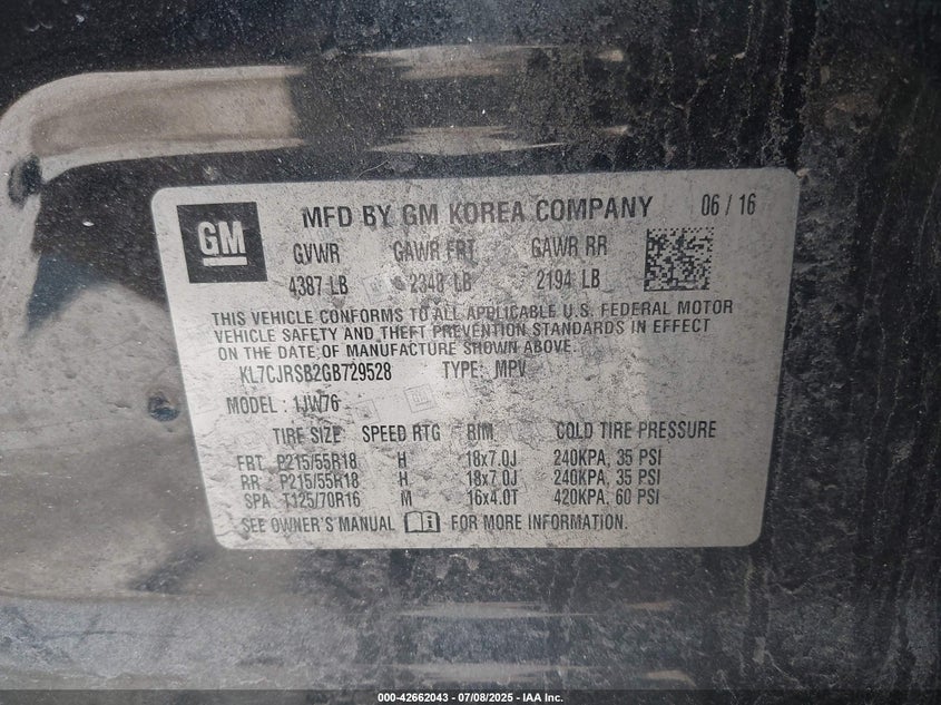 2016 CHEVROLET TRAX LTZ - KL7CJRSB2GB729528