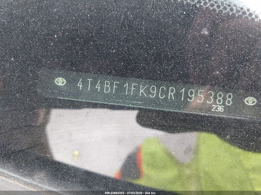 2012 Toyota Camry Le VIN: 4T4BF1FK9CR195388 Lot: 42662353