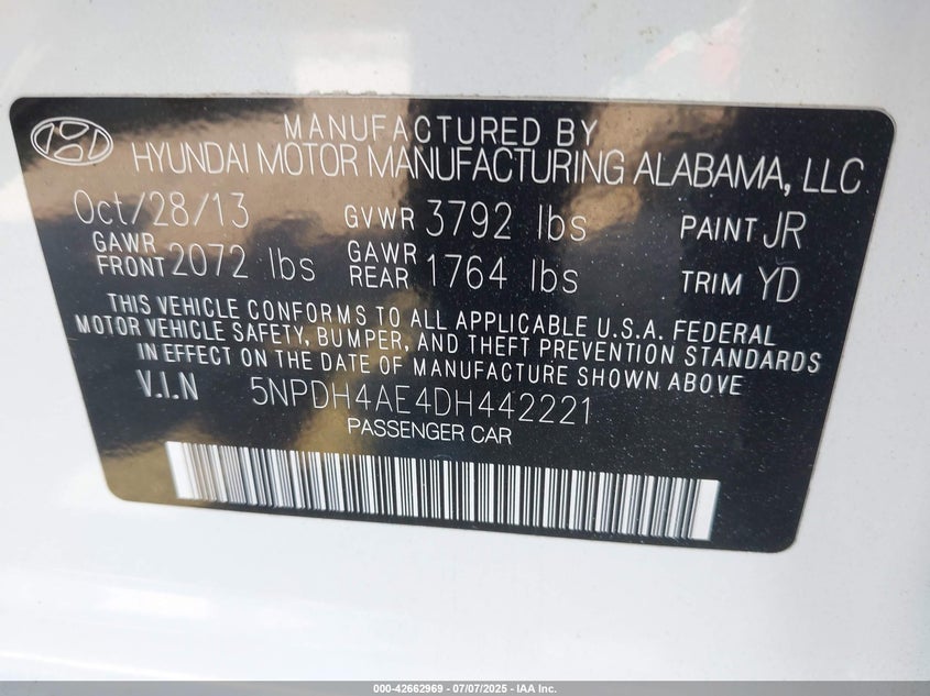 2013 HYUNDAI ELANTRA GLS/LIMITED - 5NPDH4AE4DH442221