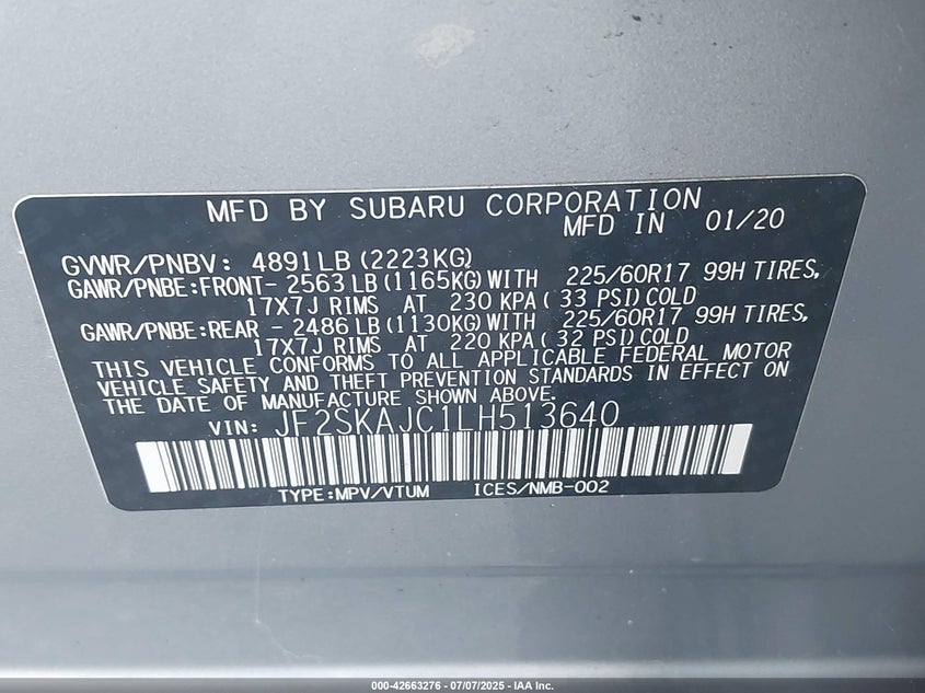 2020 SUBARU FORESTER PREMIUM - JF2SKAJC1LH513640