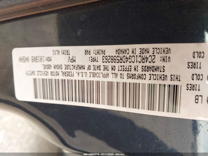 2013 Chrysler Town & Country Touring-L VIN: 2C4RC1CG4DR598263 Lot: 42663374