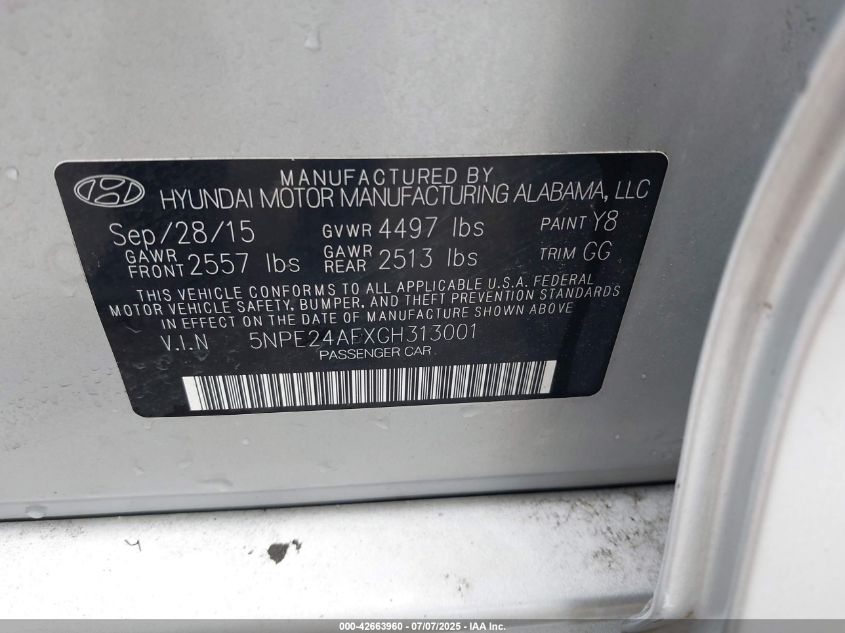 2016 HYUNDAI SONATA SE - 5NPE24AFXGH313001