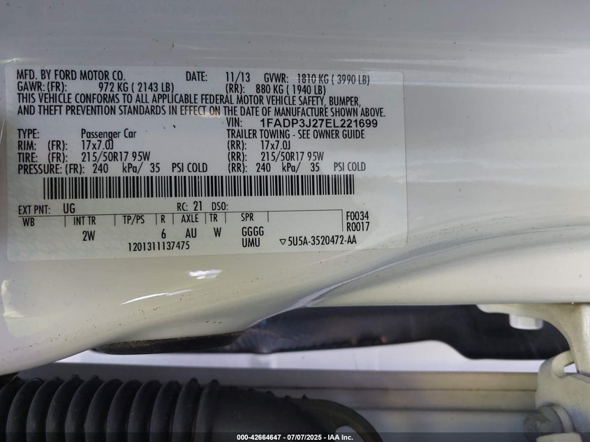 2014 FORD FOCUS TITANIUM - 1FADP3J27EL221699