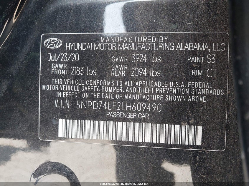 2020 HYUNDAI ELANTRA SE - 5NPD74LF2LH609490