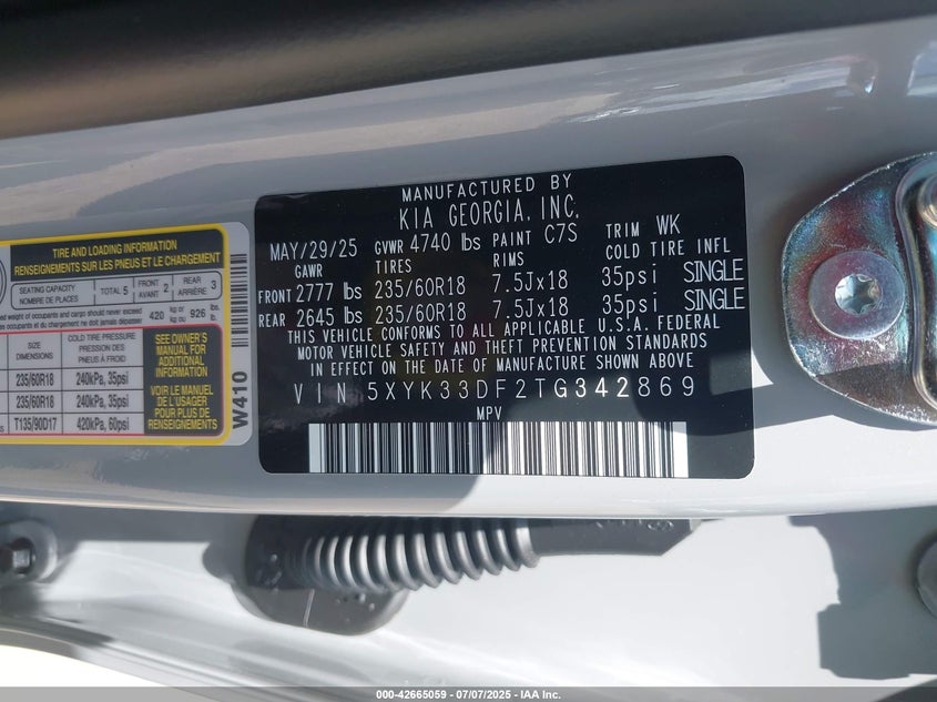 2026 KIA SPORTAGE 2.5L I-4 DI, DOHC, V(VIN: 5XYK33DF2TG342869