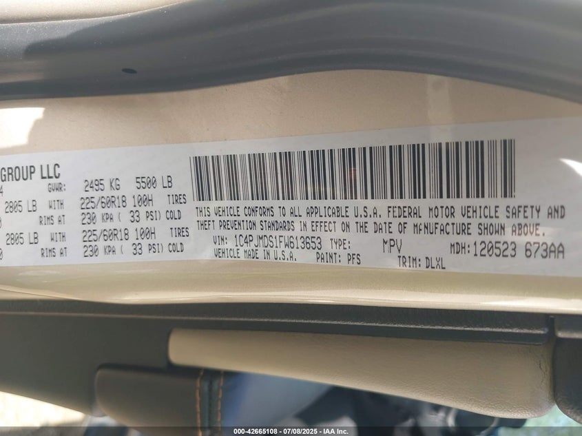 2015 JEEP CHEROKEE LIMITED - 1C4PJMDS1FW613653