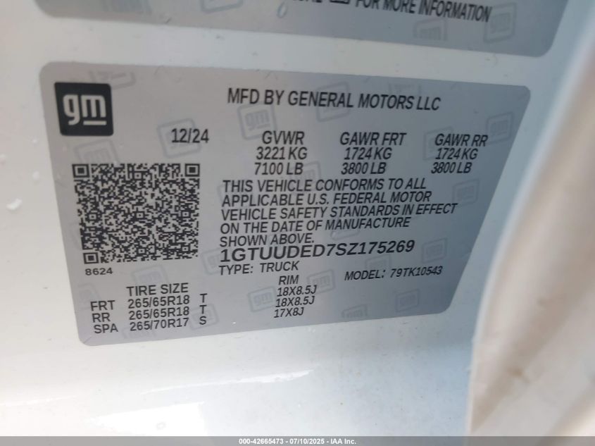 2025 GMC Sierra 1500 - 1GTUUDED7SZ175269