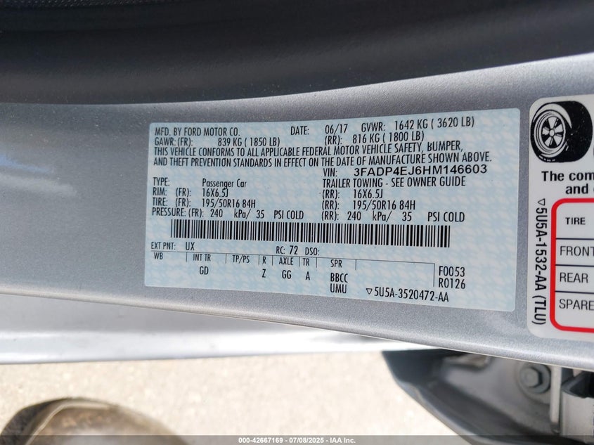 2017 FORD FIESTA SE - 3FADP4EJ6HM146603