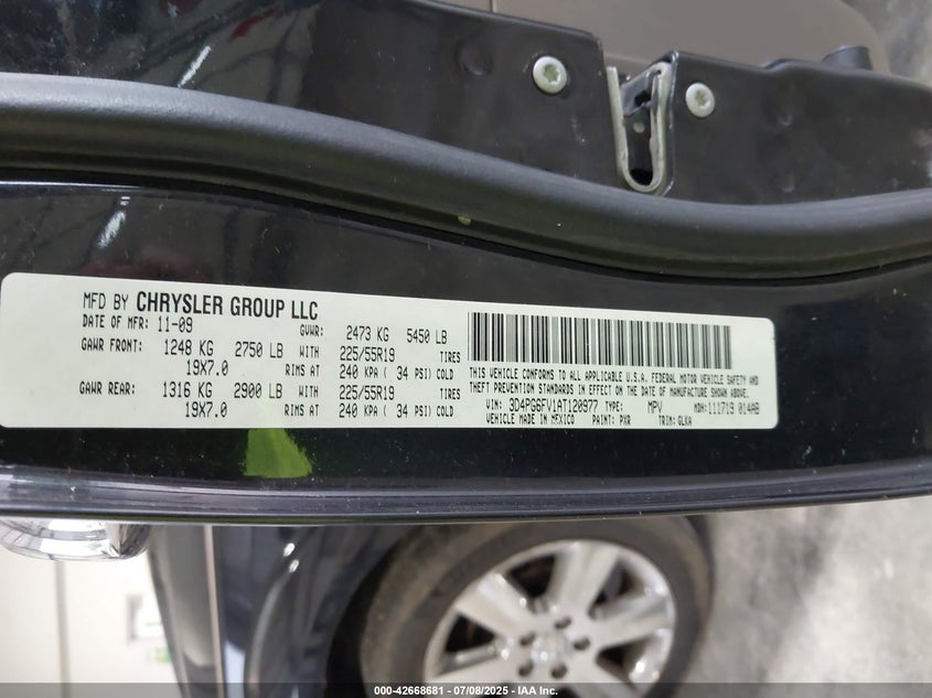 2010 DODGE JOURNEY VIN: 3D4PG6FV1AT120977