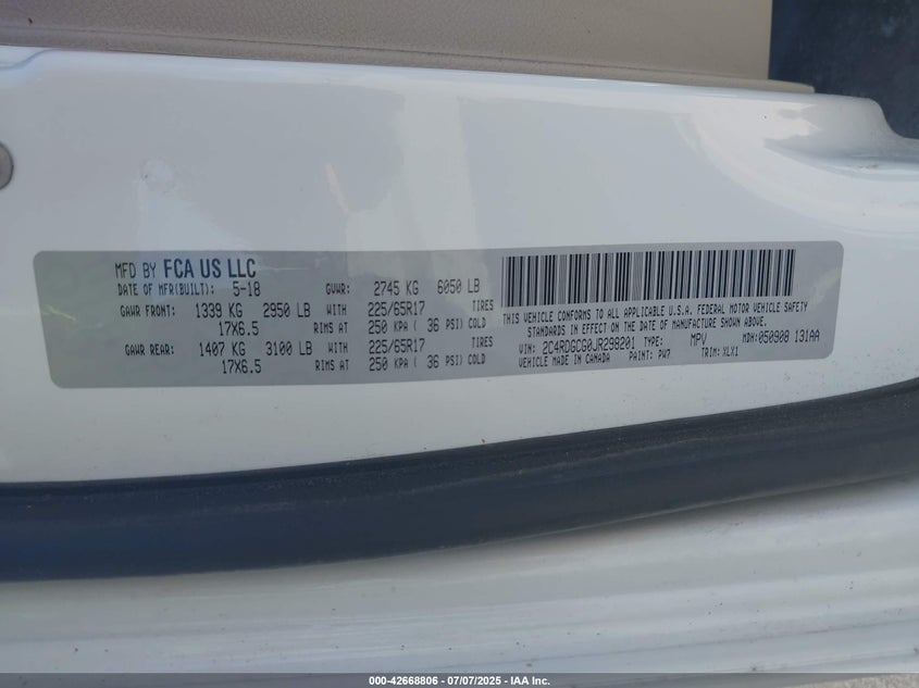 2018 DODGE GRAND CARAVAN SXT - 2C4RDGCG0JR298201