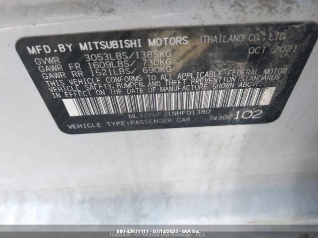 2022 Mitsubishi Mirage G4 Es VIN: ML32FUFJ1NHF01380 Lot: 42671111