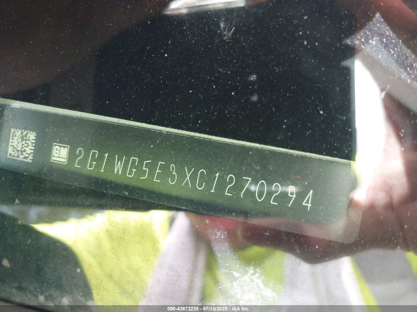 2012 Chevrolet Impala Lt VIN: 2G1WG5E3XC1270294 Lot: 42672235