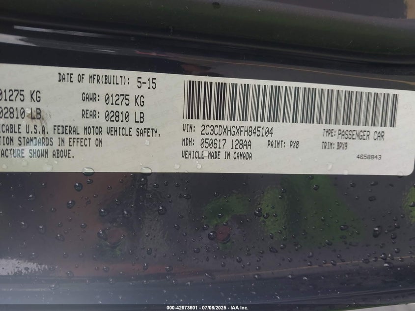 2015 DODGE CHARGER SXT - 2C3CDXHGXFH845104