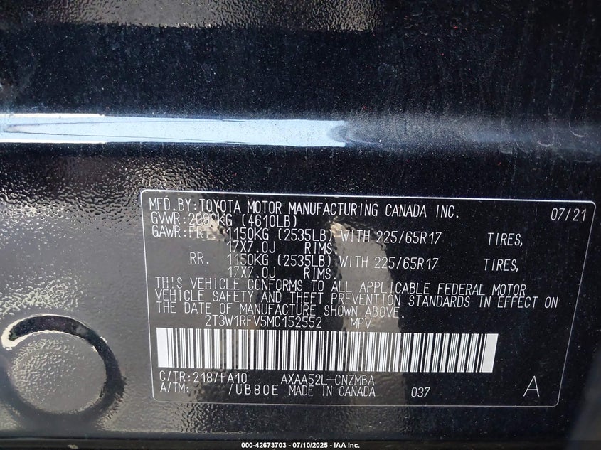 2021 TOYOTA RAV4 XLE - 2T3W1RFV5MC152552