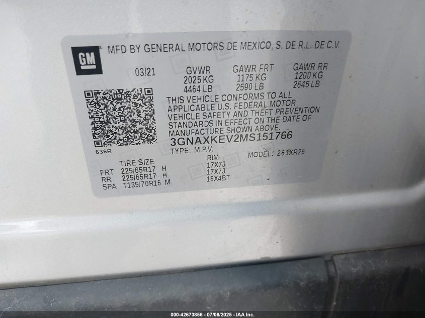 2021 CHEVROLET EQUINOX LT - 3GNAXKEV2MS151766