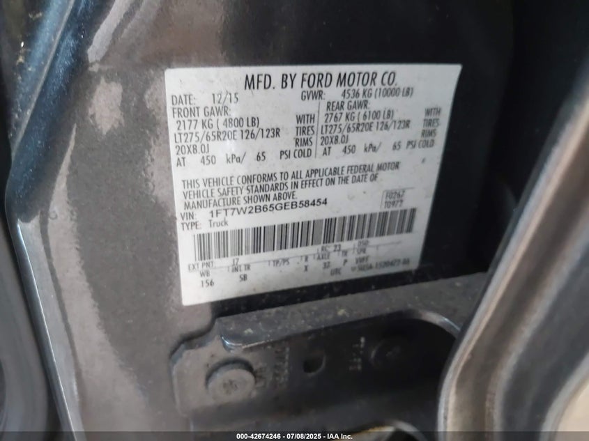 2016 FORD F-250 LARIAT - 1FT7W2B65GEB58454