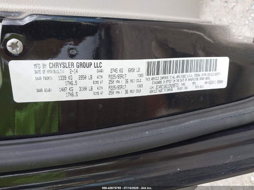 2014 Chrysler Town & Country Touring VIN: 2C4RC1BG1ER295721 Lot: 42675759