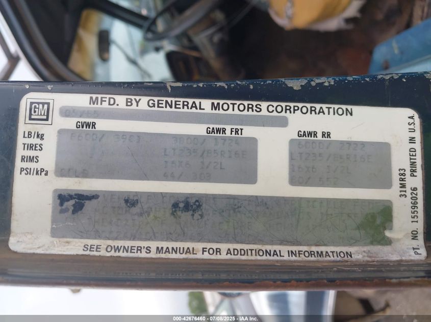 1986 GMC C2500 VIN: 1GTGC24M1GS502965 Lot: 42676460