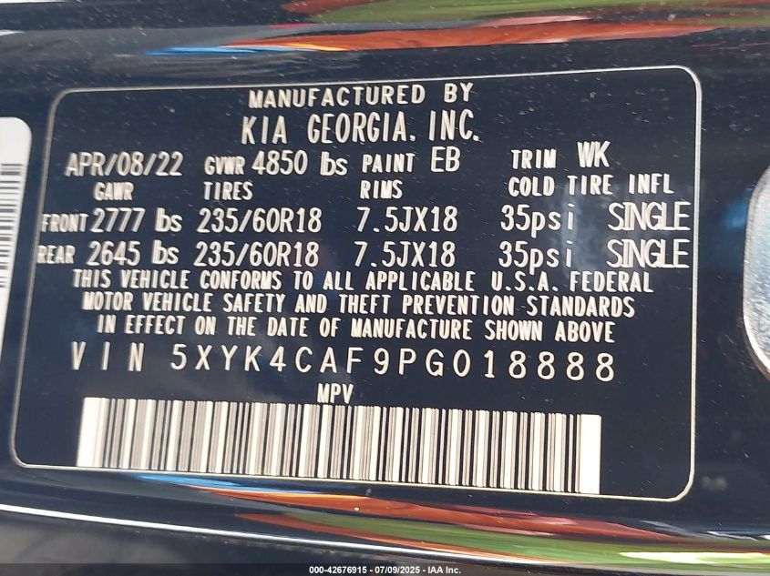 2023 Kia Sportage Sx VIN: 5XYK4CAF9PG018888 Lot: 42676915