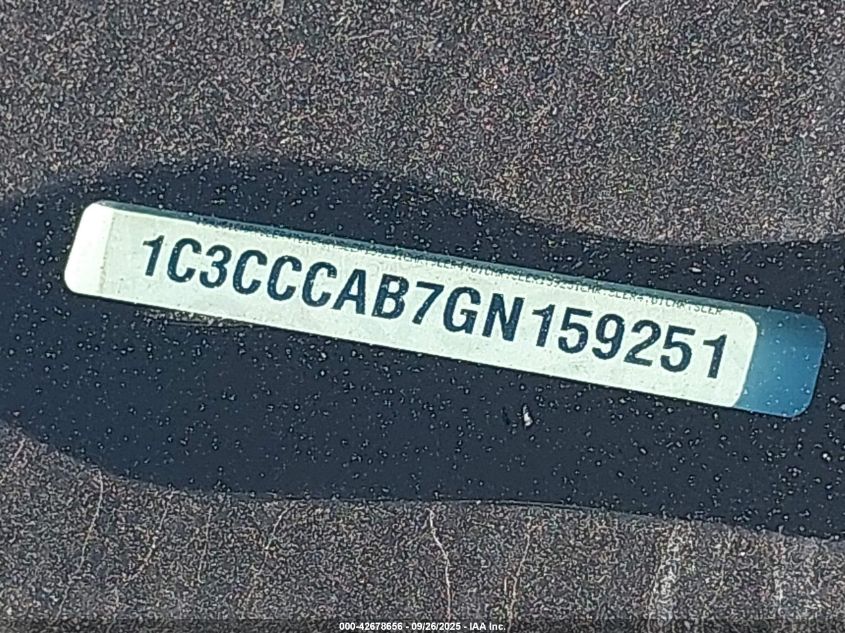 2016 Chrysler 200 Limited VIN: 1C3CCCAB7GN159251 Lot: 42678656