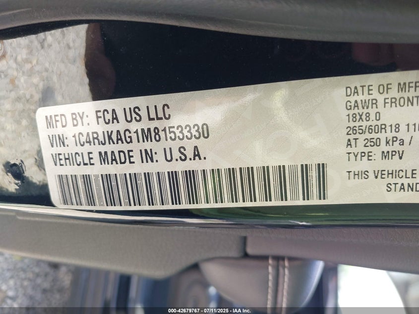 2021 JEEP GRAND CHEROKEE L LAREDO 4X4 - 1C4RJKAG1M8153330