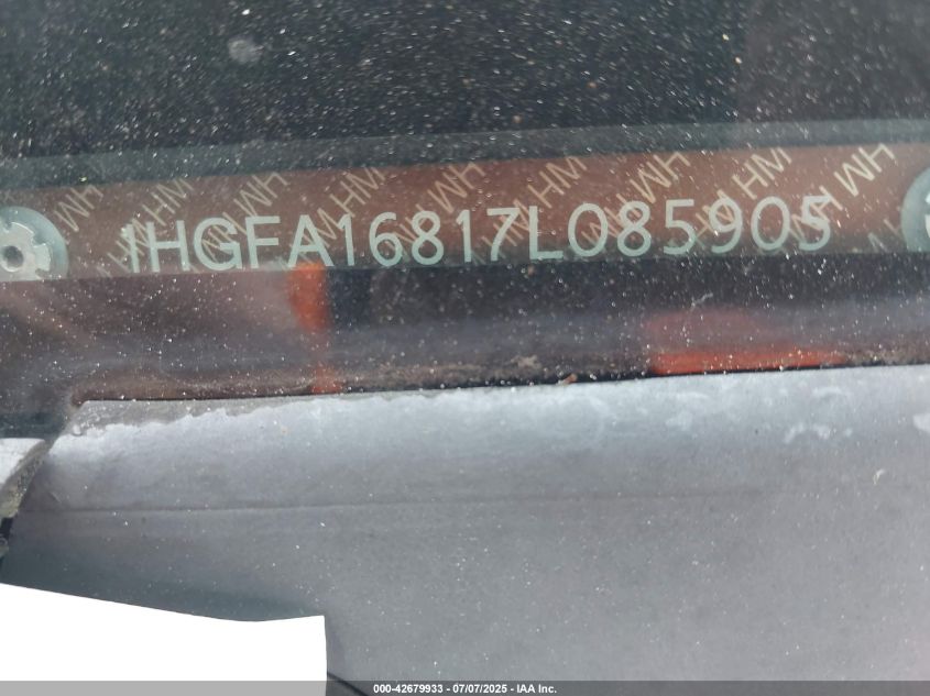 2007 Honda Civic Ex VIN: 1HGFA16817L085905 Lot: 42679933