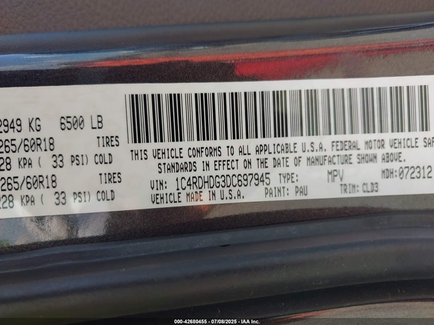 2013 DODGE DURANGO CREW - 1C4RDHDG3DC697945