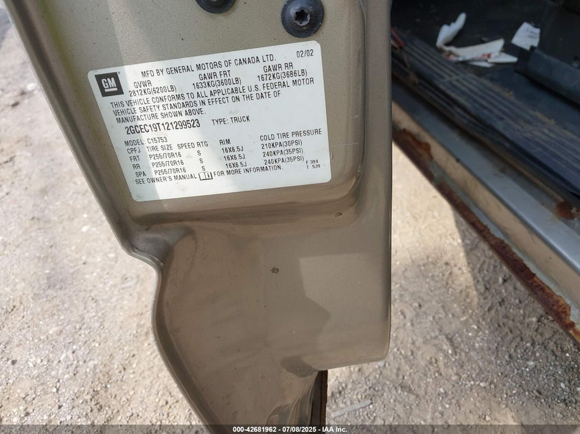 2002 Chevrolet Silverado 1500 Ls VIN: 2GCEC19T121299523 Lot: 42681962