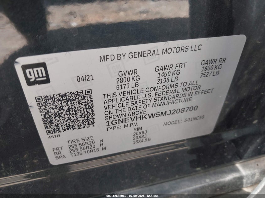 2021 CHEVROLET TRAVERSE AWD LT LEATHER - 1GNEVHKW5MJ208700