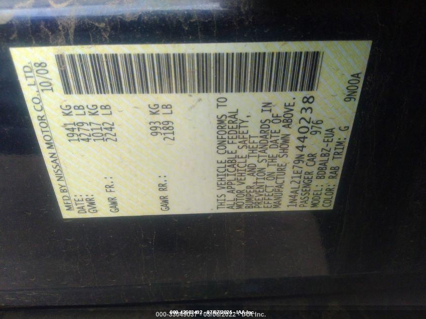 2009 Nissan Altima 2.5 S VIN: 1N4AL21E79N440238 Lot: 42683492