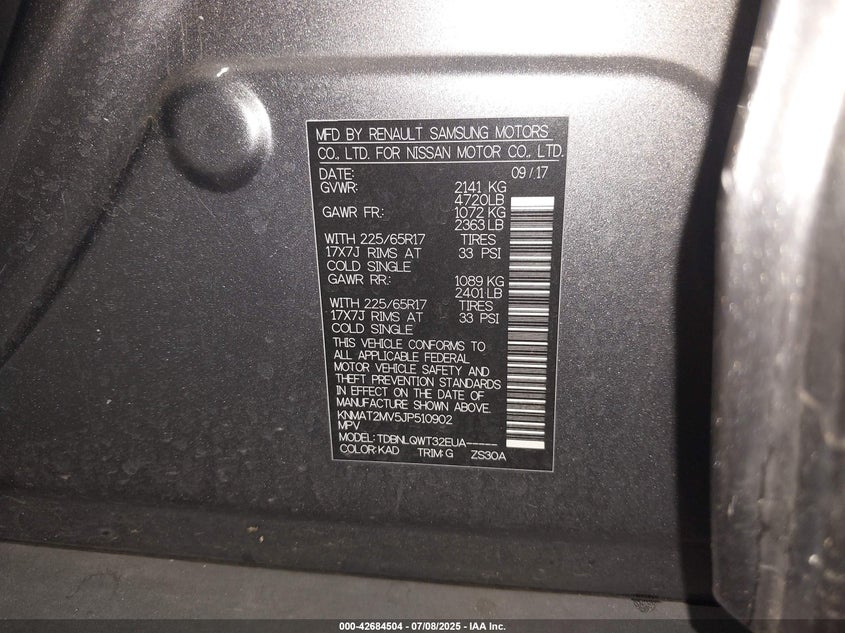 2018 NISSAN ROGUE SV - KNMAT2MV5JP510902