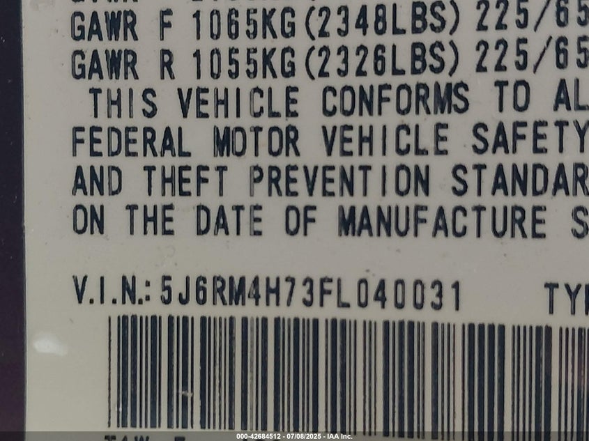 2015 HONDA CR-V EXL - 5J6RM4H73FL040031