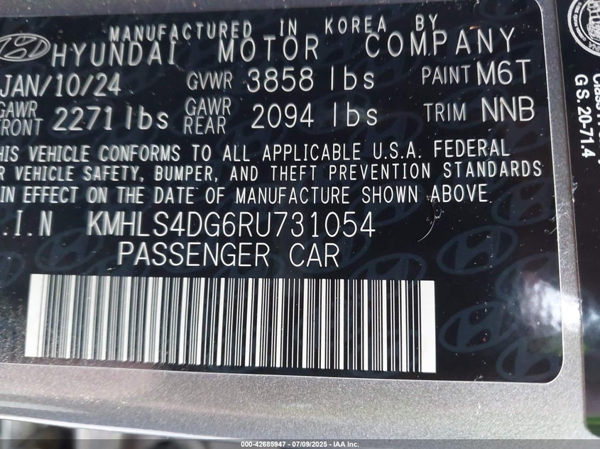 2024 HYUNDAI ELANTRA SEL - KMHLS4DG6RU731054