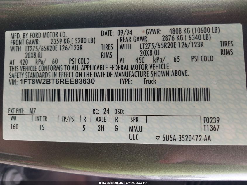 2024 Ford F-250 Super Duty - 1FT8W2BT6REE83630