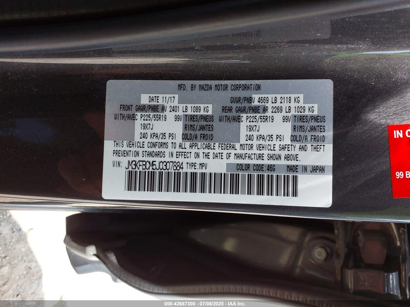 2018 MAZDA CX-5 TOURING - JM3KFBCM5J0307884