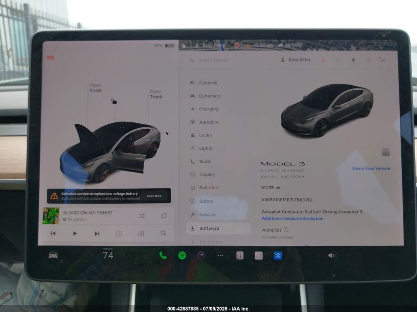 2020 Tesla Model 3 Long Range Dual Motor All-Wheel Drive VIN: 5YJ3E1EB7LF663182 Lot: 42687885