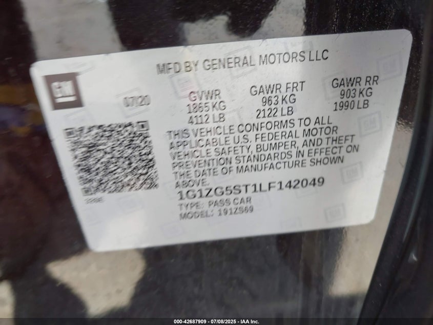 2020 CHEVROLET MALIBU FWD RS - 1G1ZG5ST1LF142049